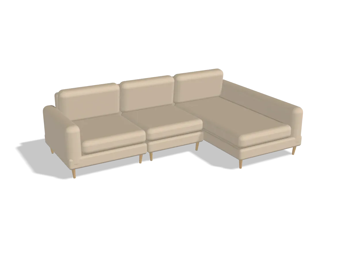 Tessel One Trio with chaise in Texel Sand